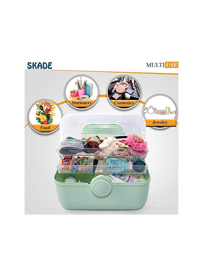 Raxoom Medicine Storage Box and Plastic Storage Box, Multipurpose Organizer and Storage Case for Art Craft and Cosmetic,Hobby Accessories, Bathroom Cosmetics, and Toiletries (Green,Large) - Image 5