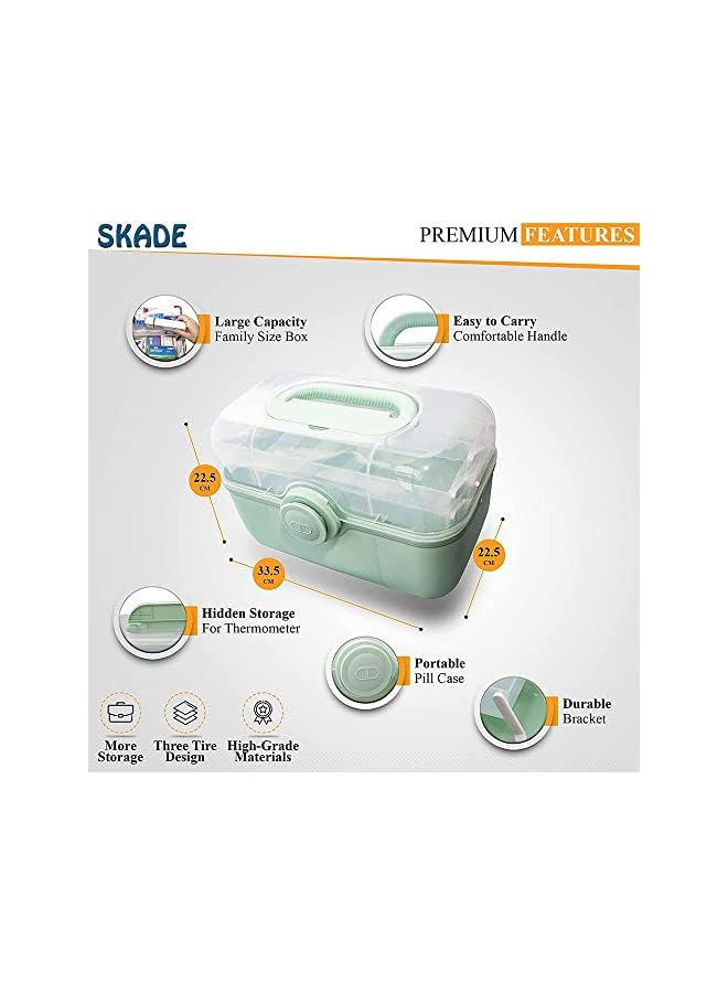 Raxoom Medicine Storage Box and Plastic Storage Box, Multipurpose Organizer and Storage Case for Art Craft and Cosmetic,Hobby Accessories, Bathroom Cosmetics, and Toiletries (Green,Large) - Image 3