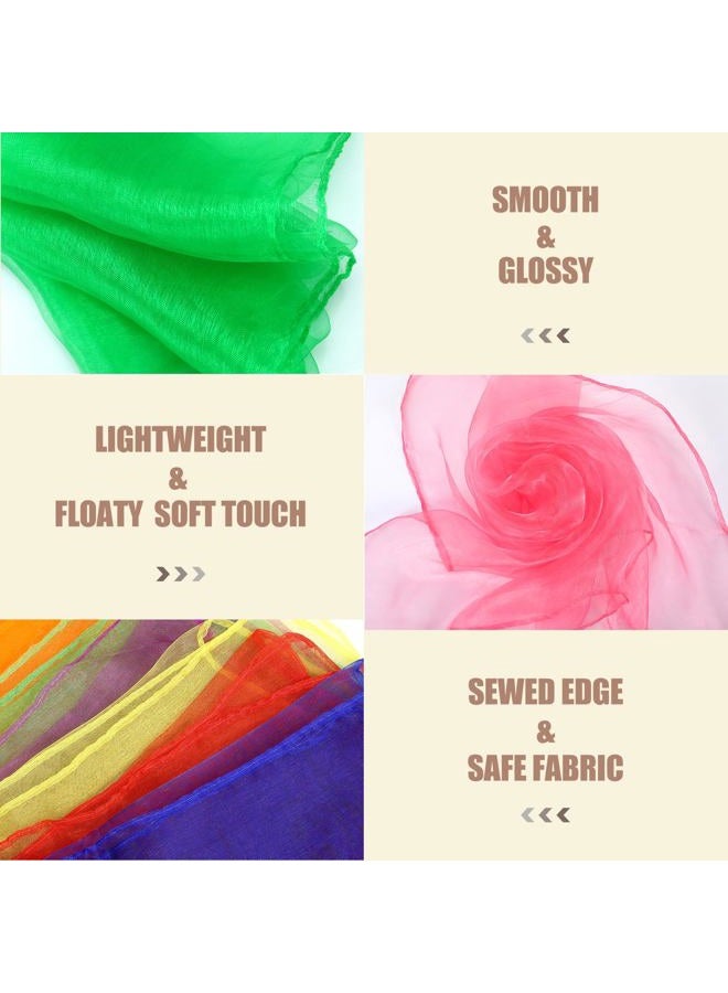 Colovis Square Dance Scarves, 24 Pcs Juggling Scarf Props Magic Trick Silk Scarves Music Movement Scarf 12 Colors 24 by 24 Inches (24 Pack) - Image 3