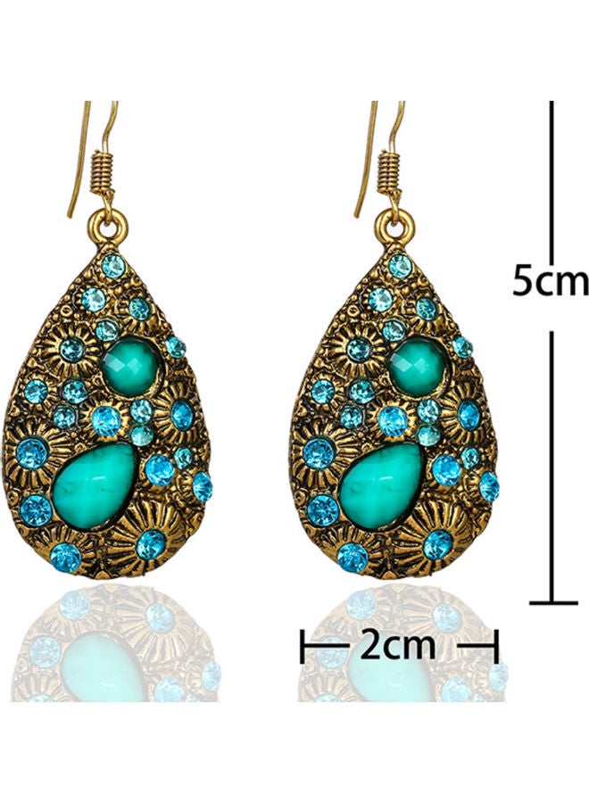 اليشمك أقراط من الفضة عيار 925 بتصميم قطرة مياه مرصعة بأحجار كريمة - Image 2