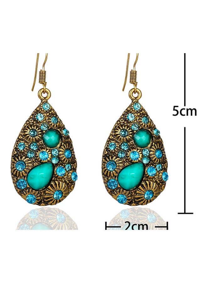 اليشمك أقراط من الفضة عيار 925 بتصميم قطرة مياه مرصعة بأحجار كريمة - Image 3