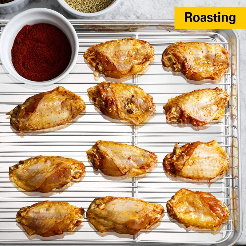 E-far Baking Cooling Rack Set of 2, Stainless Steel Metal Roasting Cooking Racks, Size - 15.3''x11.25'', Non Toxic & Rust Free, Oven & Dishwasher Safe - Image 5