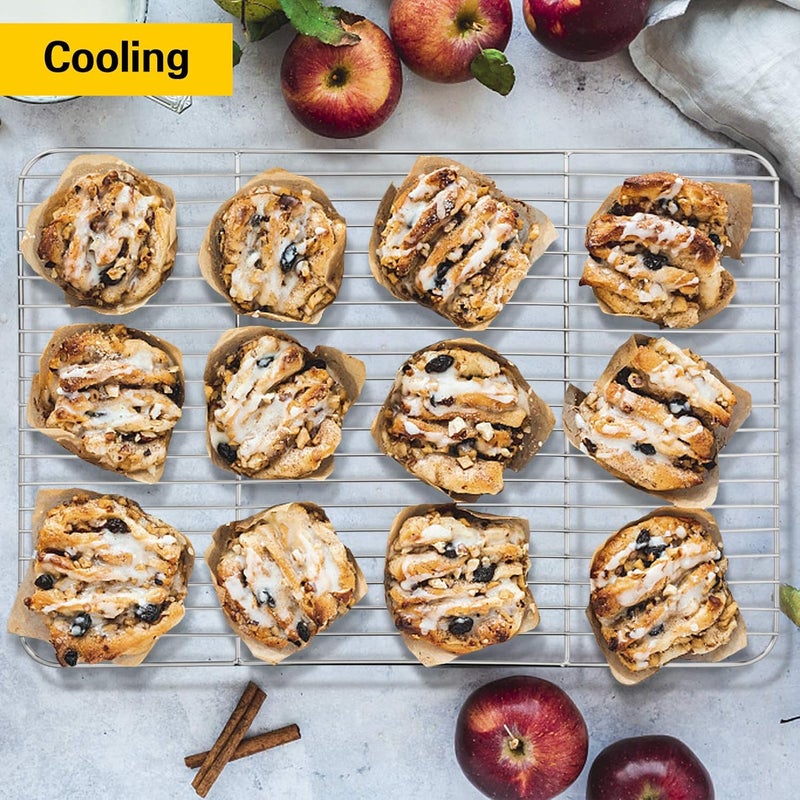 E-far Baking Cooling Rack Set of 2, Stainless Steel Metal Roasting Cooking Racks, Size - 15.3''x11.25'', Non Toxic & Rust Free, Oven & Dishwasher Safe - Image 4