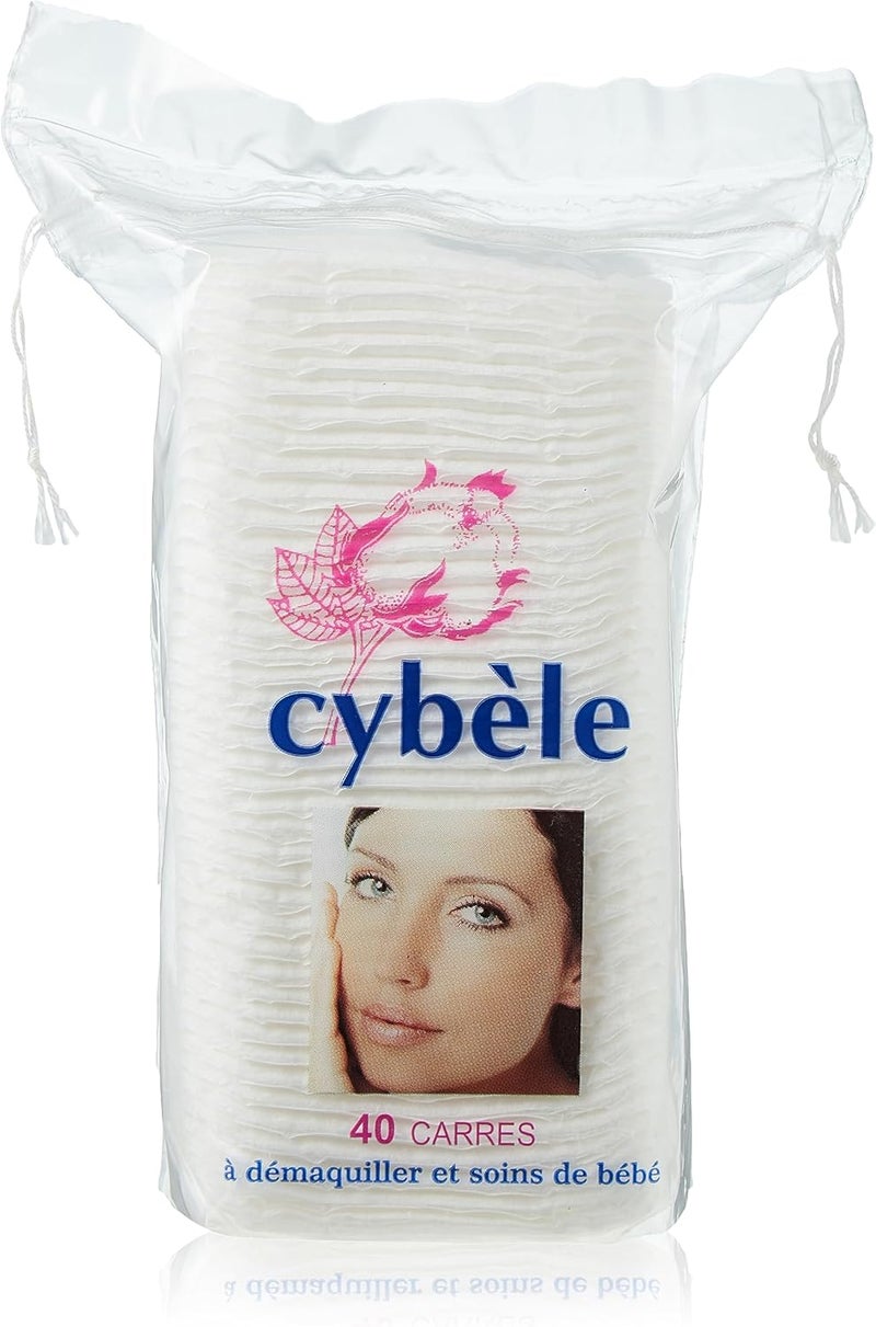 Cybele Square Cotton Pads - 40 Pieces for Makeup Removal and Baby Care - Image 1