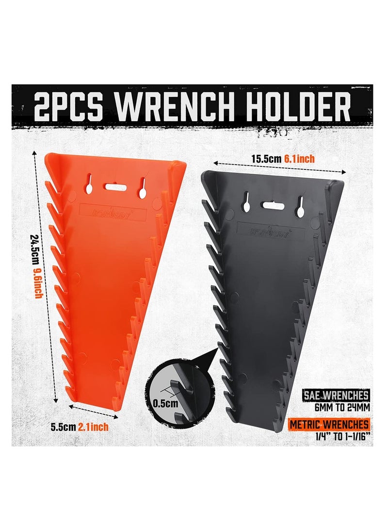 SYOSI, Magnetic Wrench Organizer, 2-Pack 12 Grid Wrench Holder, Wall Mounted Wrench Storage Trays - Image 4