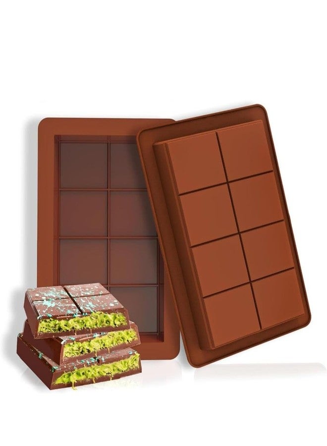 Silicone Chocolate Bar Mould, 8-Section Break-Apart Design, Brown, Pack of 2