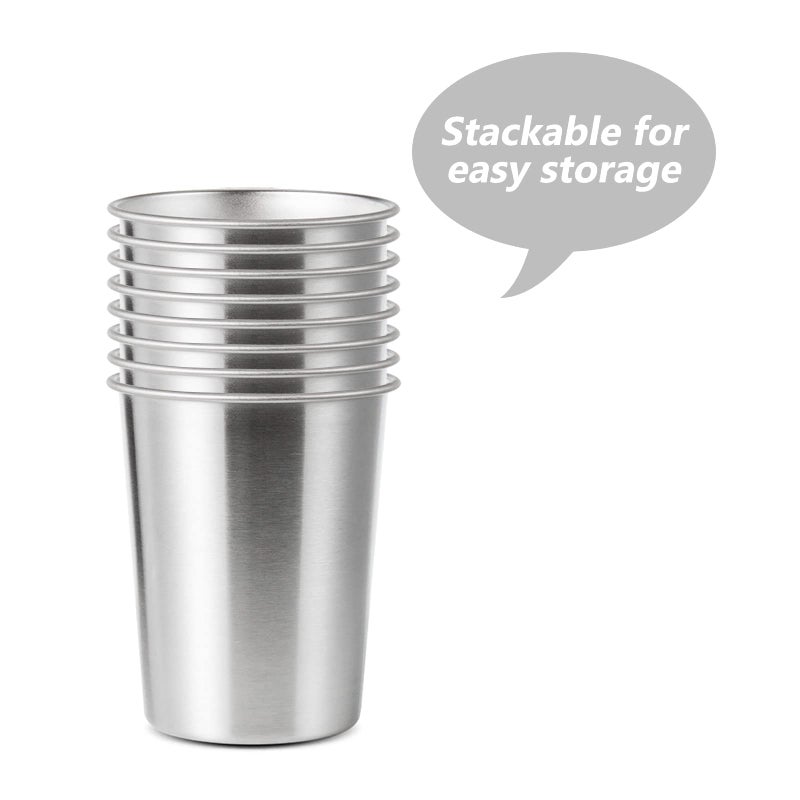 YOLCAR 8 Pack 6 oz Stainless Steel Cups for Kids, BPA Free Healthy Metal Shatterproof Stackable Pint Drinking Cups - Image 2