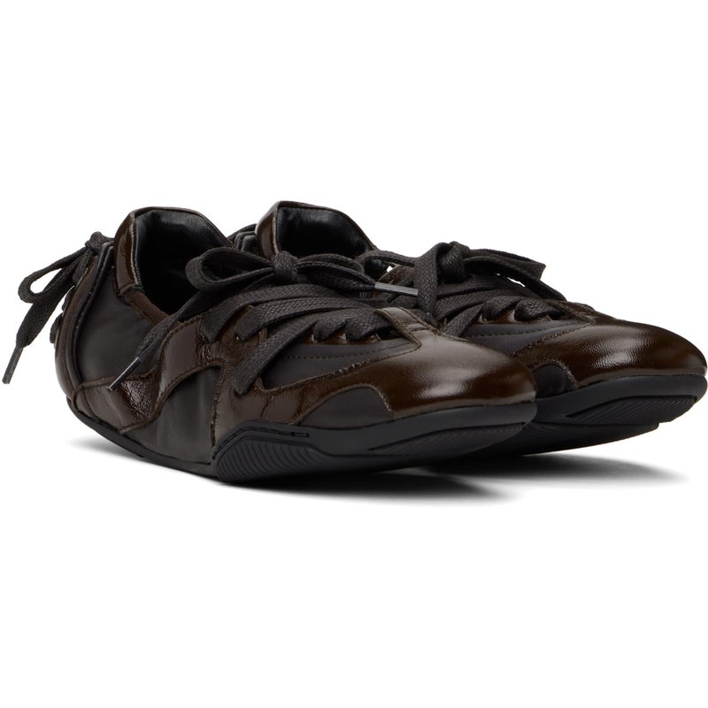 Arqa Ballet Silhouette Lacing Back Flat Sneakers for Women Lace-up Leather Casual Comfortable Dark Brown Sneakers All-Day Tennis Walking Memory Foam Shoes Size 8 - Image 4