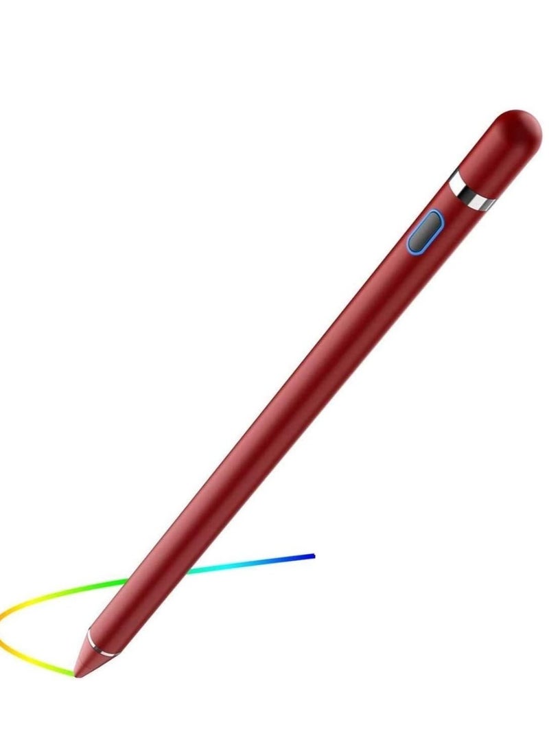 Stylus Pencil Compatible for AppleActive Stylus Pens for Touch ScreensSmart Rechargeable Capacitive 1.5mm Fine Point iPad Pen and Most Tablets on Touchscreen Devices Stylus with Pen (Red) - Image 1