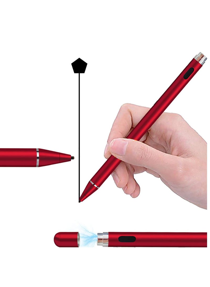 Stylus Pencil Compatible for AppleActive Stylus Pens for Touch ScreensSmart Rechargeable Capacitive 1.5mm Fine Point iPad Pen and Most Tablets on Touchscreen Devices Stylus with Pen (Red) - Image 3