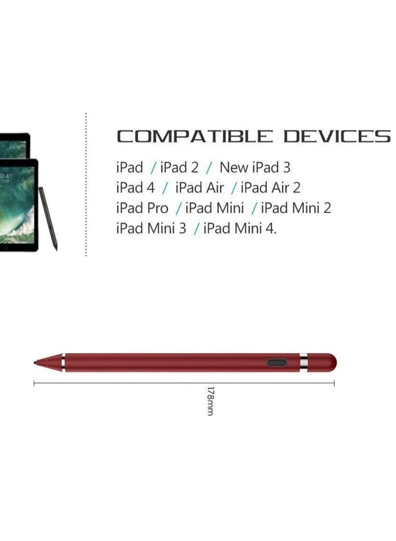 Stylus Pencil Compatible for AppleActive Stylus Pens for Touch ScreensSmart Rechargeable Capacitive 1.5mm Fine Point iPad Pen and Most Tablets on Touchscreen Devices Stylus with Pen (Red) - Image 4