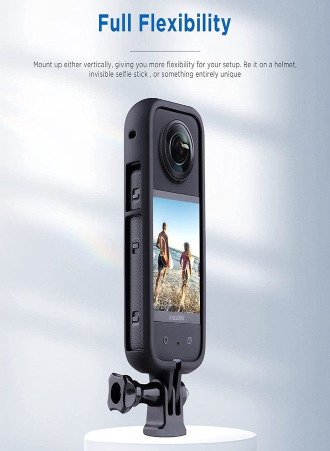 ADOFYS Action Camera Accessories Kit for Insta360 ONE X3 - Protective Camera Housing Frame with 1/4" Thread Adapter, Silicone Protective Case, Lens Cap, 2 pcs Screen Tempered Film Protector - Image 5