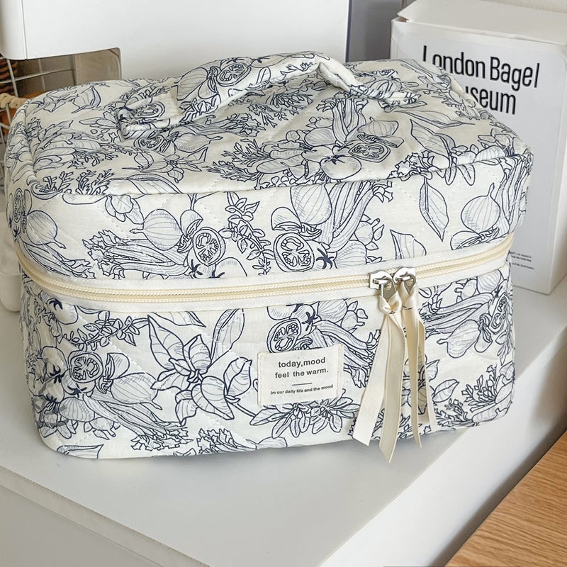 Tea Break Jungle Series Cosmetic Bag New Ink Ins Storage Bag Travel Portable Large Capacity Wash BagTea Break Jungle Series "Cosmetic Bag] Tea Break Jungle Series "Cosmetic Bag]