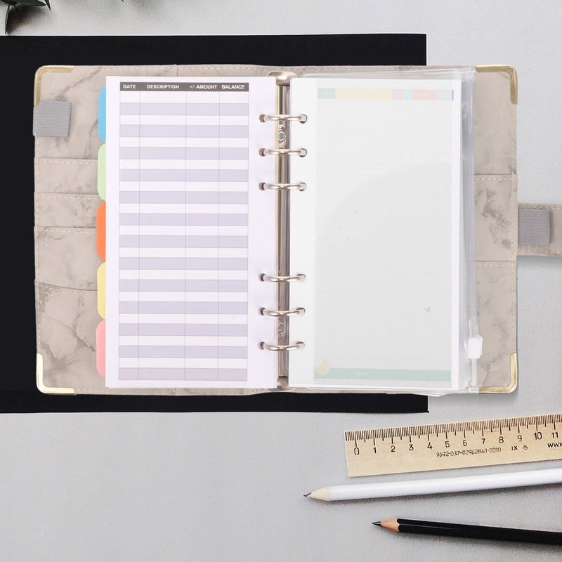 5 Transparent Frosted Budget Binder Pockets Pre Drilled Loose Leaf Pouches Lightweight Organizer for Daily Home Office Travel - Image 3