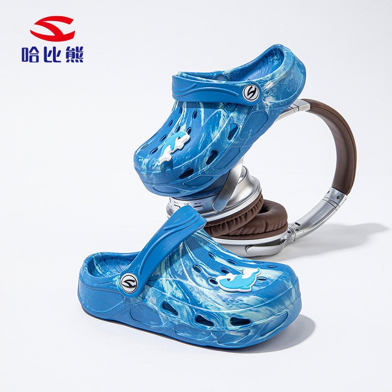 Habi Bear Boys Hole Shoes Sandals 24 Summer Girls Baotou Tie-Dye Mixed Color Sandals Sandals A Generation Of Hair - Image 3
