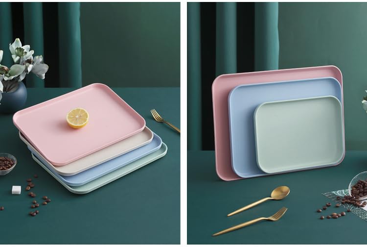 Clovis Fast Food Serving Tray - Wheat Straw Cafeteria Tray, Colorful Restaurant Trays, Rectangular Dinner Serving Platter for Party, Home, School, Restaurant, Fruits Dishes (Mix, 25CM, Set of 2) - Image 5