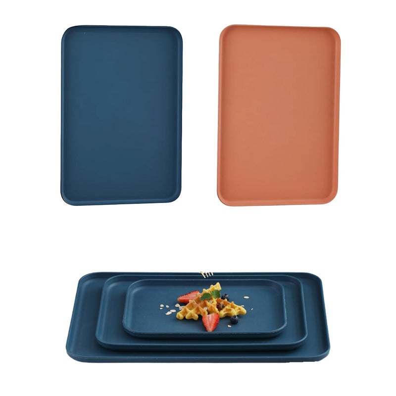 Clovis Fast Food Serving Tray - Wheat Straw Cafeteria Tray, Colorful Restaurant Trays, Rectangular Dinner Serving Platter for Party, Home, School, Restaurant, Fruits Dishes (Mix, 25CM, Set of 2) - Image 1