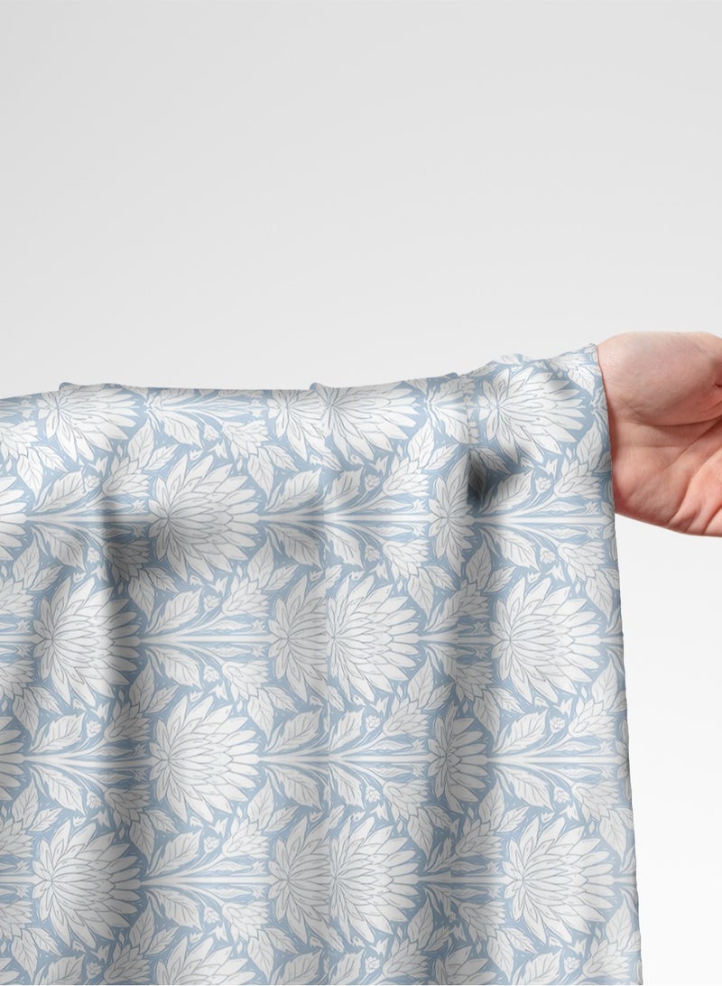 Vellato Al Lail Aramny Silk Fabric By The Yard Light Blue White Floral Pattern Jalabiya Makhweer Dressmaking 58 Inches Width - Image 1