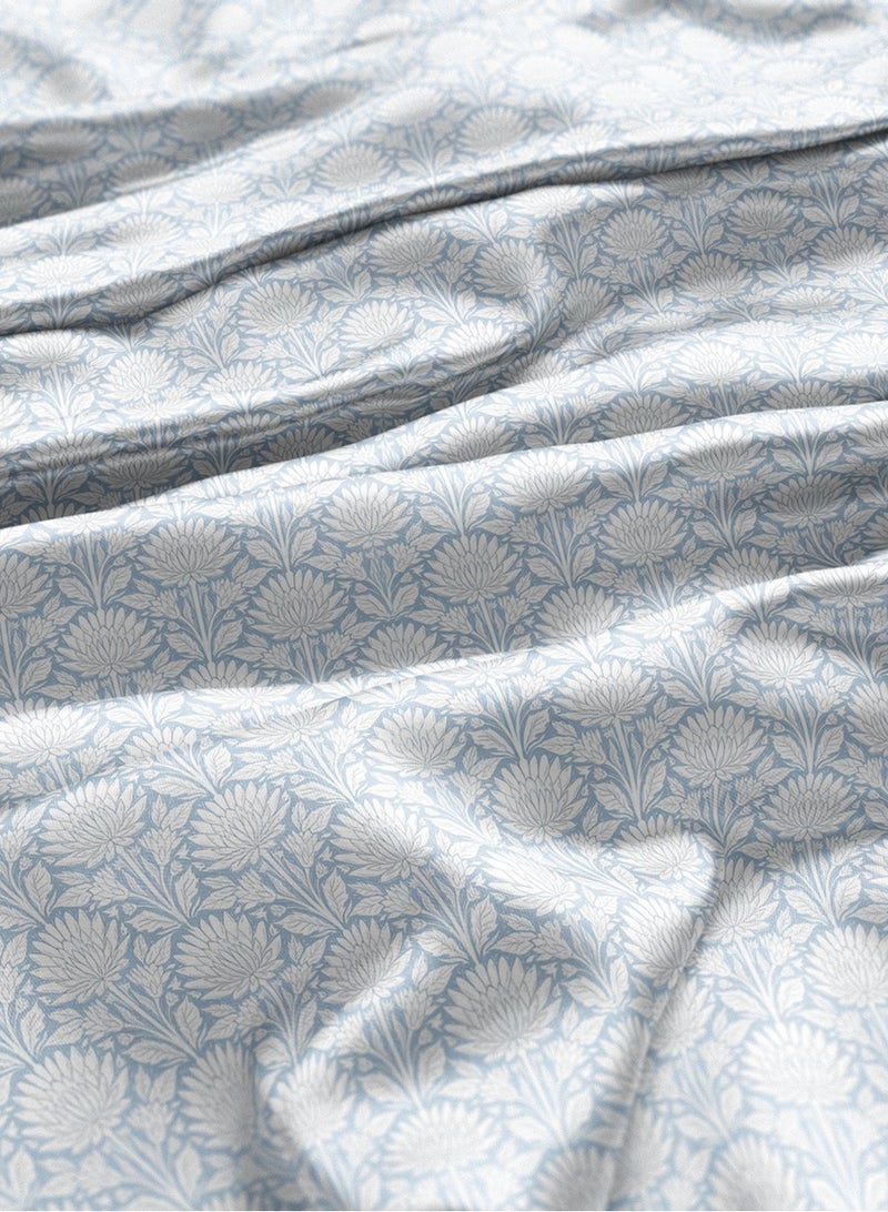 Vellato Al Lail Aramny Silk Fabric By The Yard Light Blue White Floral Pattern Jalabiya Makhweer Dressmaking 58 Inches Width - Image 3