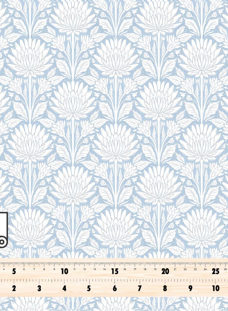 Vellato Al Lail Aramny Silk Fabric By The Yard Light Blue White Floral Pattern Jalabiya Makhweer Dressmaking 58 Inches Width - Image 4