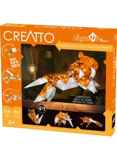 Thames & Kosmos Creatto Sunshine Sabertooth & Ferocious Friends Light-Up 3D Puzzle Kit | Includes Creatto Puzzle Pieces To Make Illuminated Craft Creations, Tiger, Mammoth, Elasmosaurus, Rhino | Diy Activity W/ Leds  - Image 1