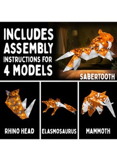 Thames & Kosmos Creatto Sunshine Sabertooth & Ferocious Friends Light-Up 3D Puzzle Kit | Includes Creatto Puzzle Pieces To Make Illuminated Craft Creations, Tiger, Mammoth, Elasmosaurus, Rhino | Diy Activity W/ Leds  - Image 2