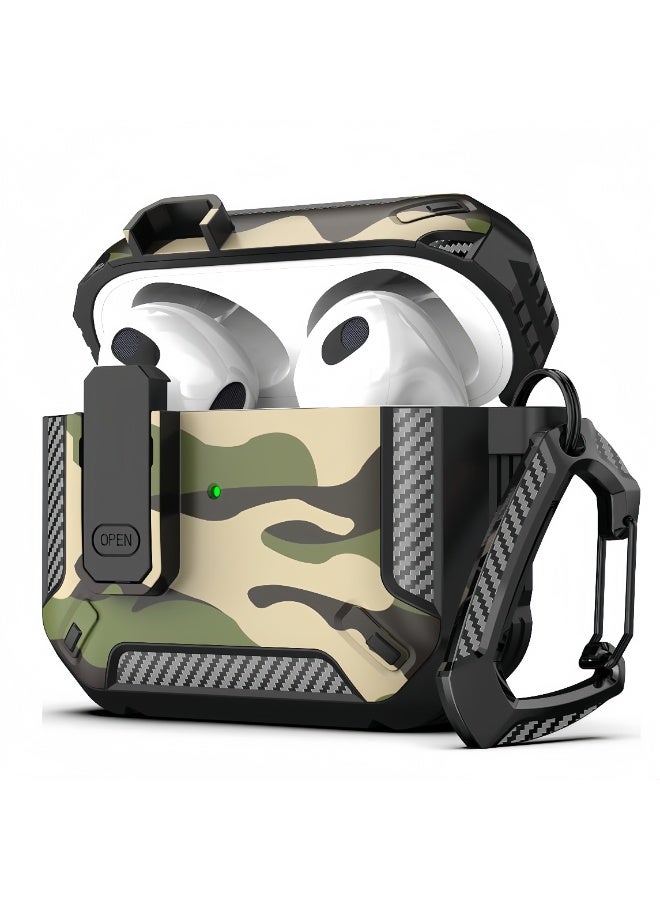 Tactical Camo  AirPods 1/2 Case with Carabiner Clip – Anti-Drop Shockproof Cover for AirPods Pro1/2 - Image 1