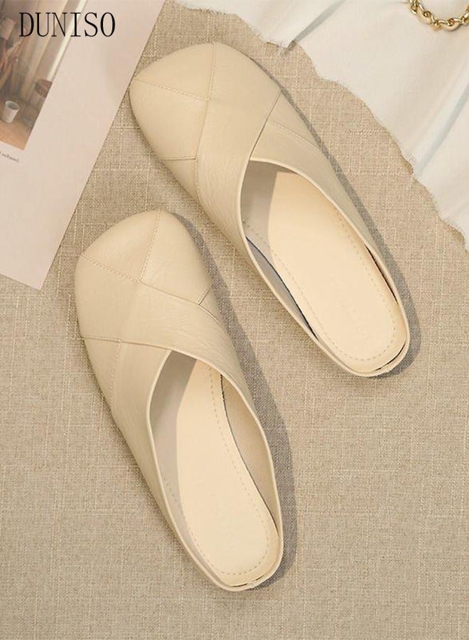 DUNISO Mule Slippers for Women Slingback Flat Pointed Mules Closed Toe Sandals Comfortable Women Slippers Backless Slip On Loafer Shoes - Image 4