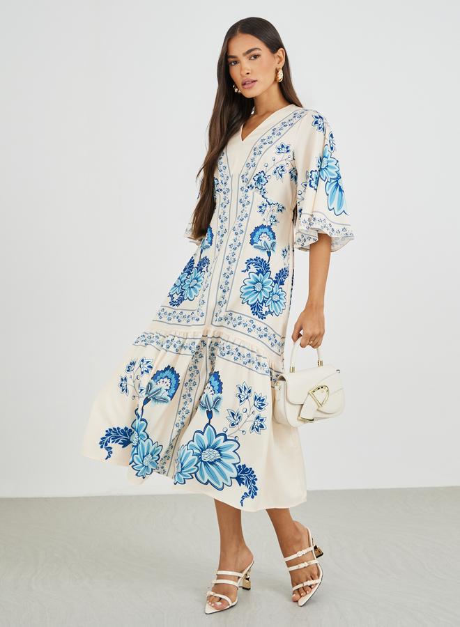 Styli Floral Print Midi Dress  - Image 1