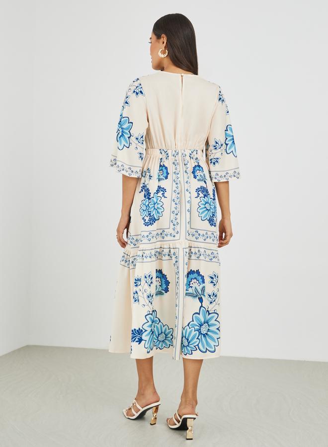 Styli Floral Print Midi Dress  - Image 5