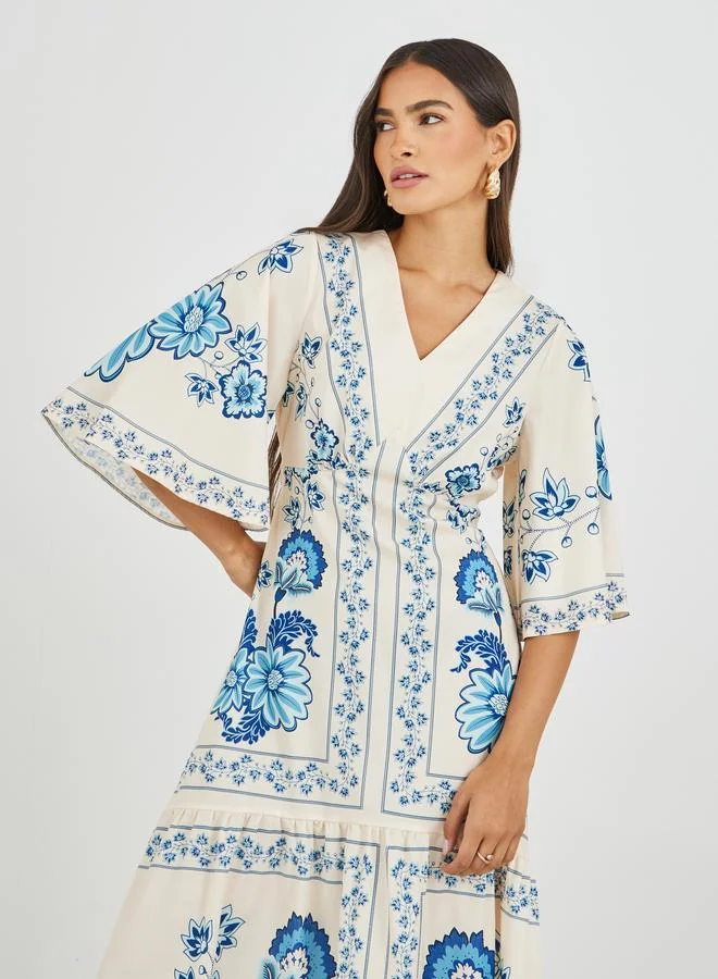 Styli Floral Print Midi Dress