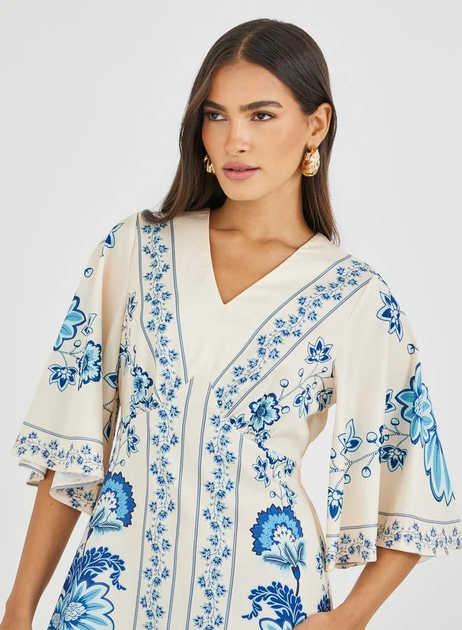 Styli Floral Print Midi Dress