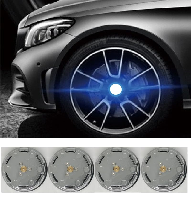 NeekTail Floating Auto Light Wheel Center caps 75mm/2.95'' for Mercedes Benz All serise,Retrofit Wheel Center caps to fit Stock Wheels-4pcs (Black Emblem) - Image 1