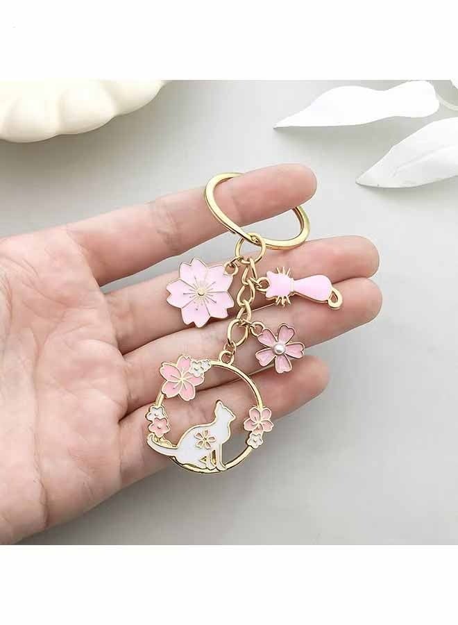 واي جيه سلسلة مفاتيح -ساكورا سلسلة مفاتيح -كات بيندانت سلسلة مفاتيح -مفتاح وردي -أنيق وبسيطة - Image 3