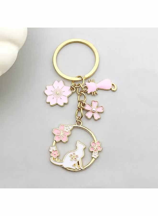 واي جيه سلسلة مفاتيح -ساكورا سلسلة مفاتيح -كات بيندانت سلسلة مفاتيح -مفتاح وردي -أنيق وبسيطة - Image 5