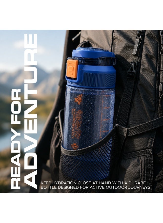 TR6 زجاجة مياه رياضية شفافة TR6 Hydra Boost سعة 590 مل، خالية من مادة BPA، مقاومة للتسرب، بغطاء قابل للطي، مقاومة للحرارة من 10 إلى 80 درجة مئوية، مزودة بحامل، مناسبة للرياضة والمكتب والسفر والمدرسة والاستخدام اليومي. (أزرق،590 مل) - Image 2
