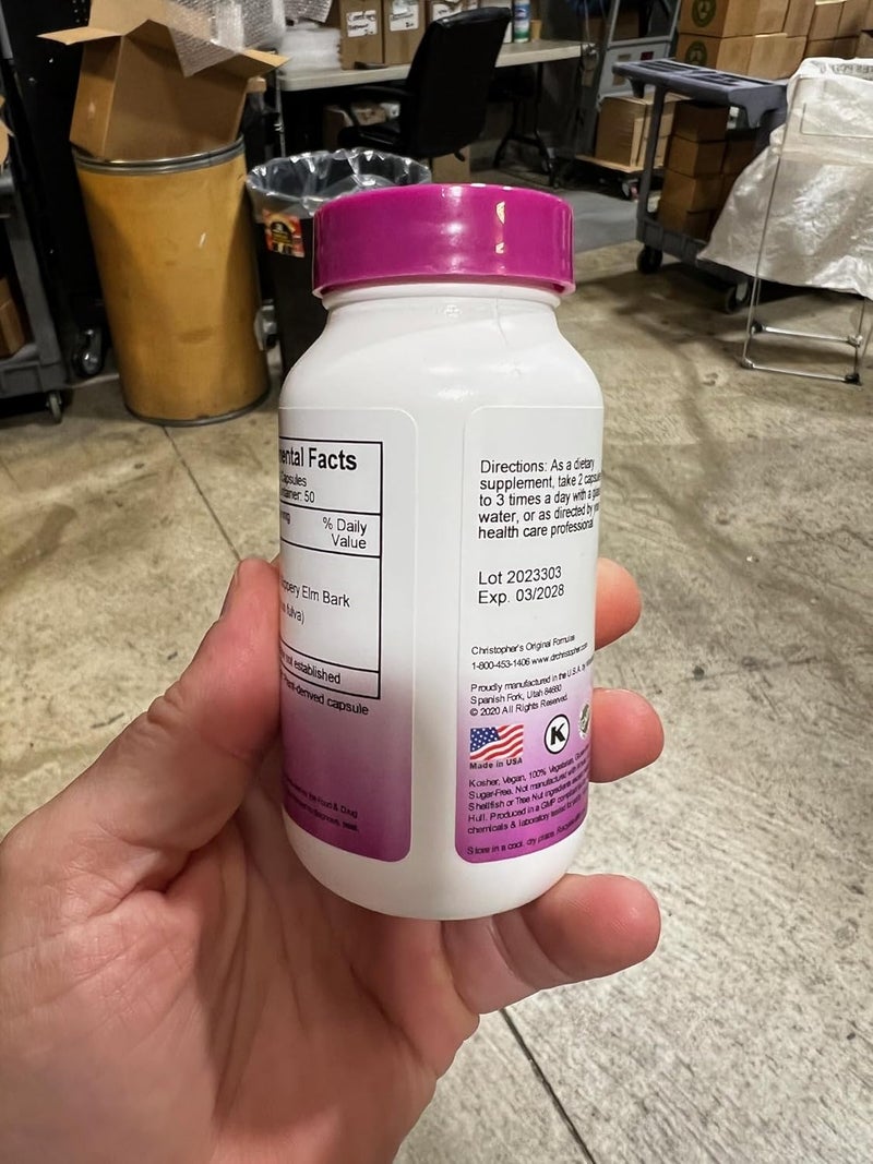 Christopher's Original Formulas Dr. Christopher's Original Formulas Slippery Elm Bark Dietary Supplement - 100 Vegetarian Caps (425 mg each) - Image 4