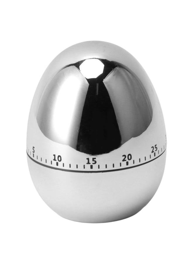 60 Minutes Egg Model Mechanical Timer Cooking Alarm Clock Manual Timer for Kitchen Silver