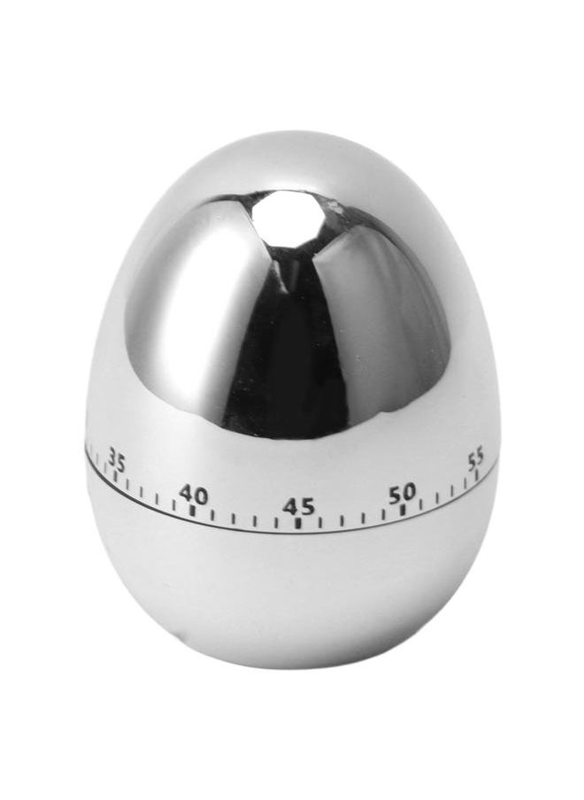 60 Minutes Egg Model Mechanical Timer Cooking Alarm Clock Manual Timer for Kitchen Silver