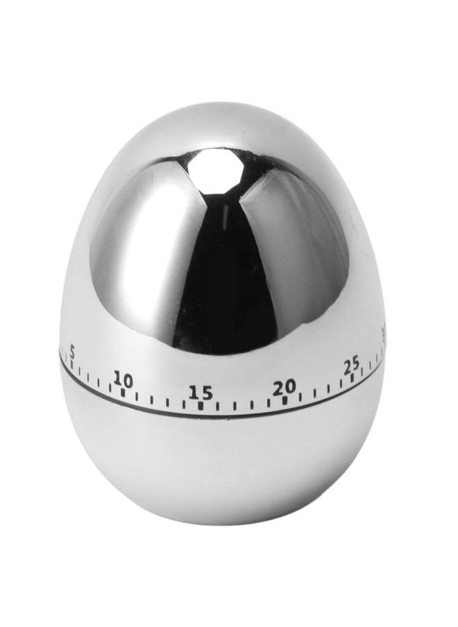 60 Minutes Egg Model Mechanical Timer Cooking Alarm Clock Manual Timer for Kitchen Silver