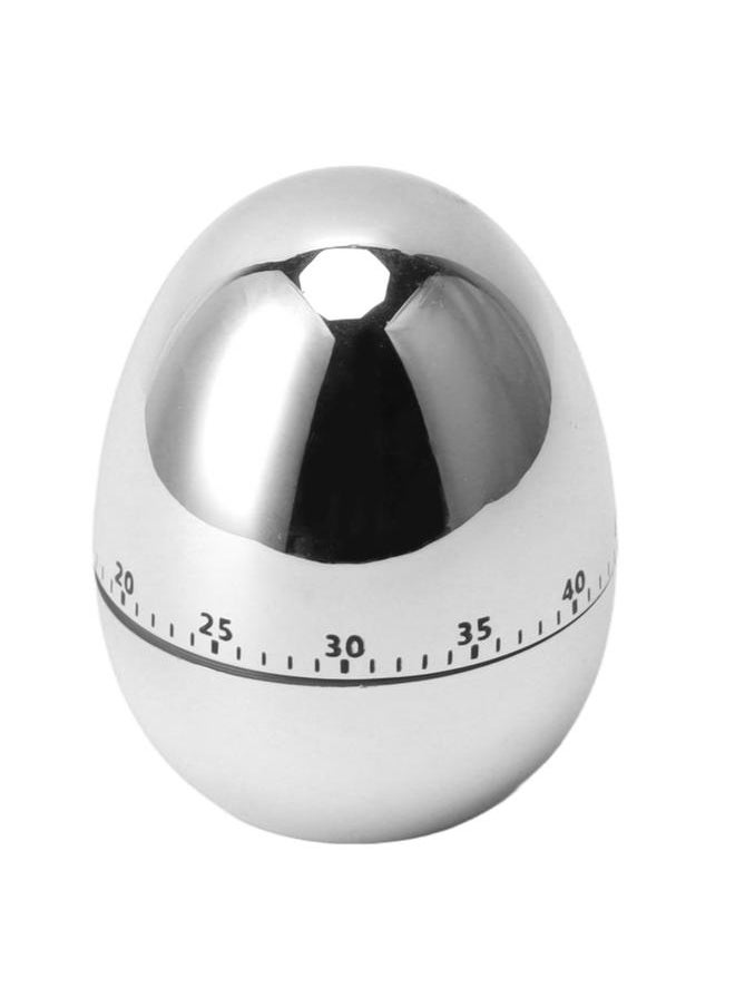 60 Minutes Egg Model Mechanical Timer Cooking Alarm Clock Manual Timer for Kitchen Silver