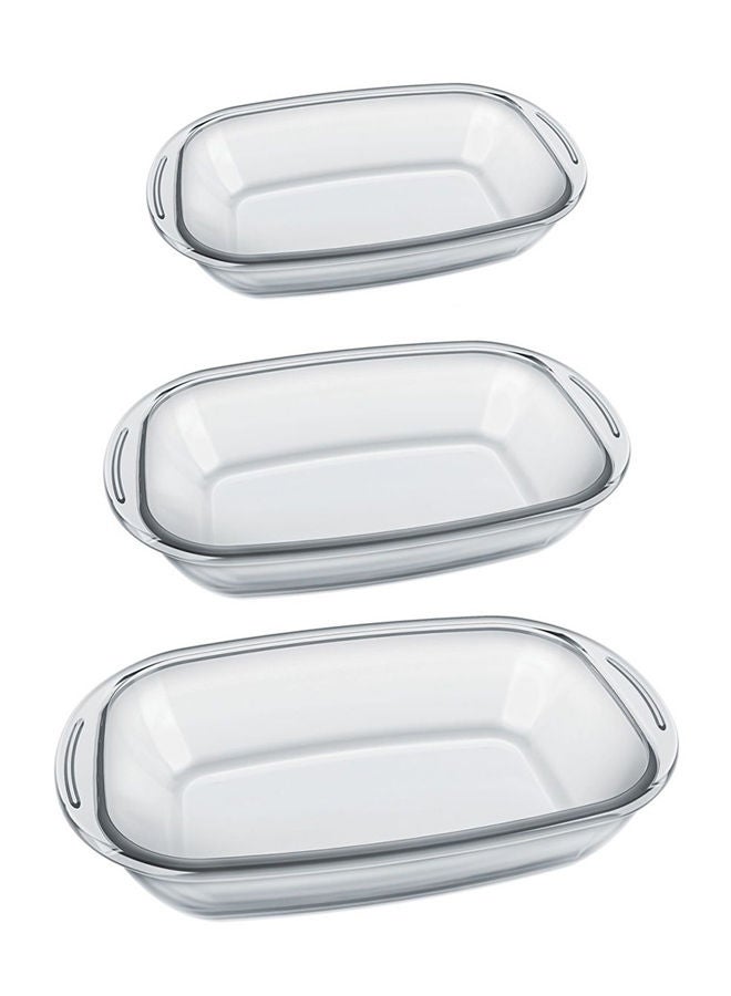 نظير طقم أواني خبز زجاجية مستطيلة من Sempre مكوّن من 3 قطع شفاف؛ صغير 1.8 لتر، متوسط 3 لتر، كبير 4 لتر (صُنع في البرازيل) - Image 1