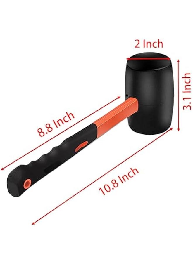 ماركة غير محددة Rubber Hammer with Shock Absorbing Fibre Handle, 12 Oz Mallet for Camping, Floor Installation, Tent Stakes, Home Decoration and Woodworking (12 oz)  - Image 2