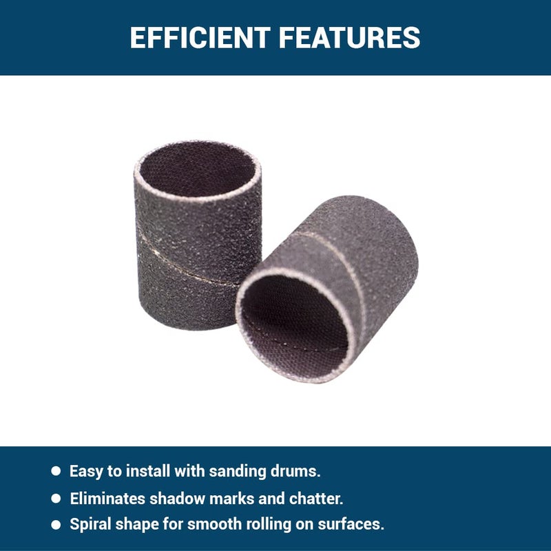 Benchmark Abrasives 1.5" x 1.5" Aluminum Oxide Abrasive Spiral Bands for Rotary Tools, Drum Sleeves for Sanding Deburring Blending Polishing on Metals Plastic Wood Rubber (10 Pack) - 120 Grit - Image 4