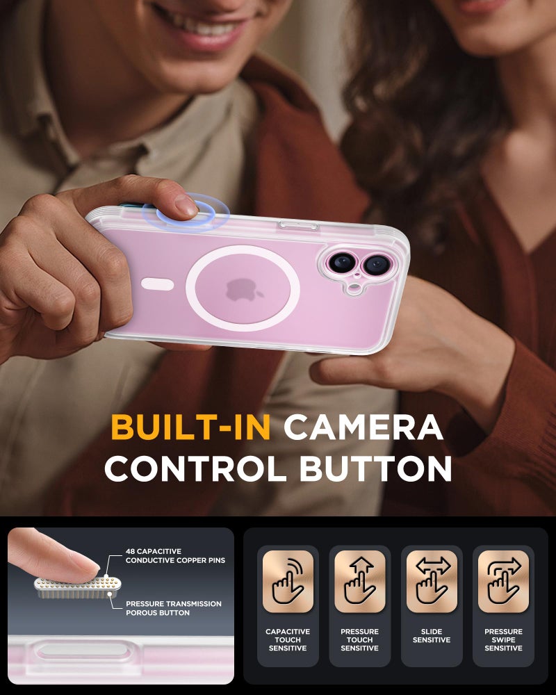 Miracase for iPhone 16 Case 6.1'', [Bubble Free] Full-Body Bumper Phone case with Built-in Full Glass Screen &Camera Control,No Gap,Compatible with MagSafe,Drop Proof 16 Cover,Matte Clear - Image 2