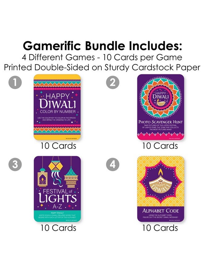 Big Dot of Happiness Big Dot of Happiness Happy Diwali - 4 Festival of Lights Party Games - 10 Cards Each - Gamerific Bundle  - Image 3