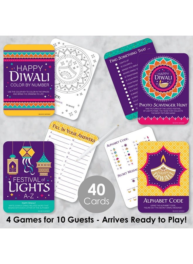 Big Dot of Happiness Big Dot of Happiness Happy Diwali - 4 Festival of Lights Party Games - 10 Cards Each - Gamerific Bundle  - Image 2