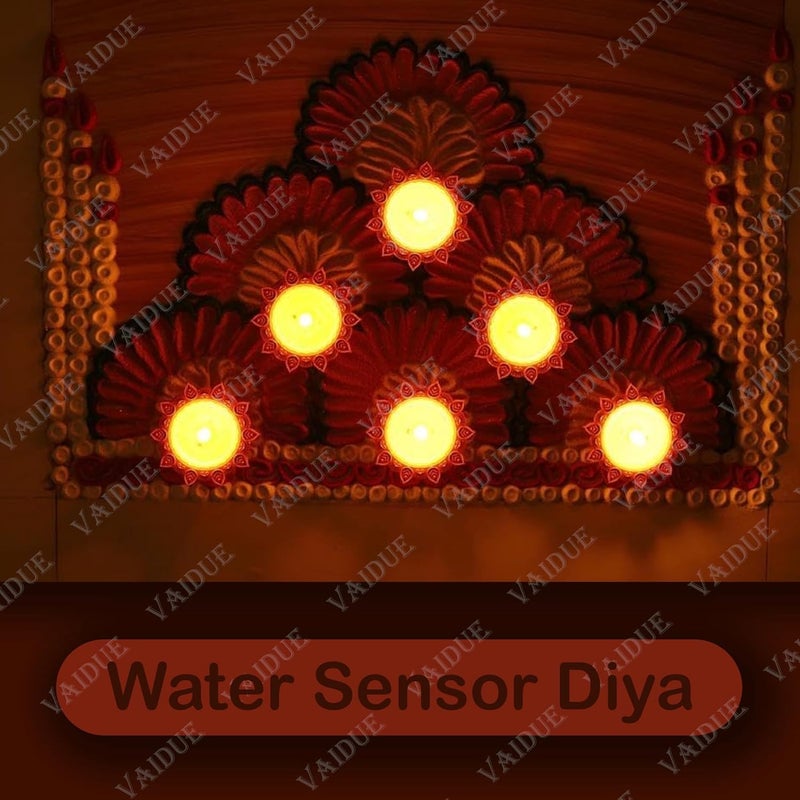 BELLOX ENTERPRISE BELLOX Lotus Water Sensor Diya Lights Electric Flameless Smokeless 16 PCS LED Diyas EcoFriendly for Puja EDiya Warm Ambient Lights Home Decor Diwali Festivals Decoration New Year16 Lotus Diya  - Image 5