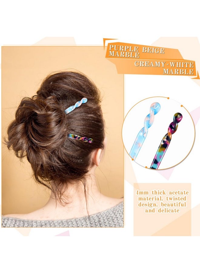 WILLBOND 12 Pieces Acetate Hair Sticks Hair Chopsticks Tortoise Shell Leopard Print Shell Pins Vintage Chinese Chopstick Styling Accessories for Women, 6 Style(Vivid Pattern)  - Image 2