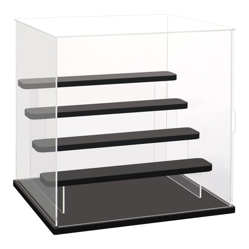 Choowin 5 Tier Clear Acrylic Display Case for Collectibles Mini Figures Pop Mart Labubu Sonny Angel Smiski  Assemble Dustproof Acrylic Display Box with Door Stand Black Base Step
